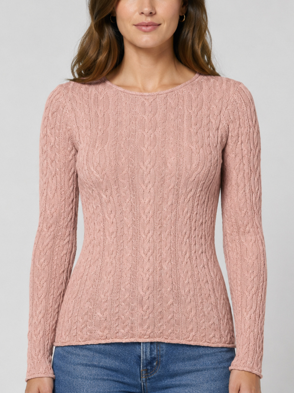 Lauren Ralph Lauren Women's M Pink Cable Knit Cotton Sweater Long Sleeve Preppy